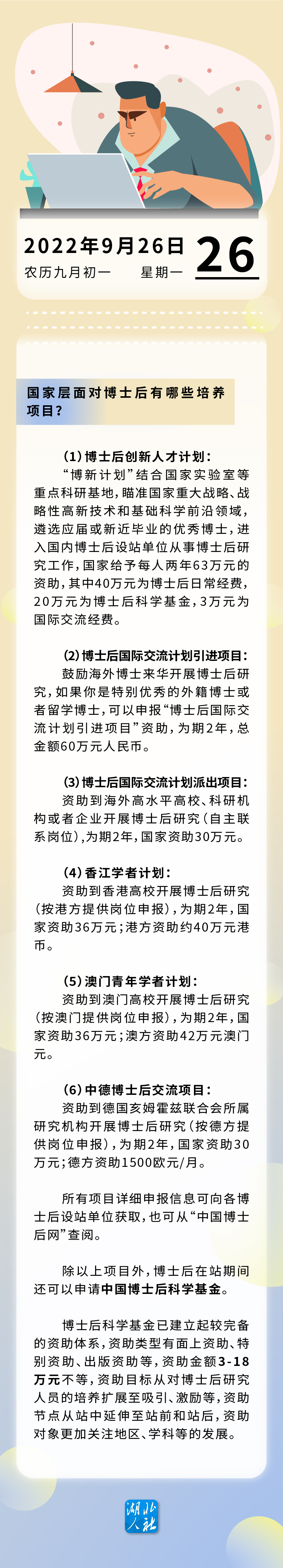 惠民政策导读｜国家层面对博士后有哪些培养项目--湖北省人力资源和社会保障厅
